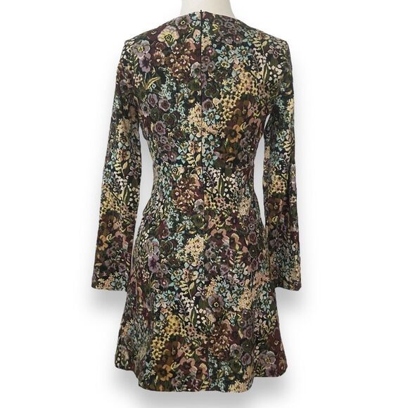 Zara Trafaluc Tapestry Long Sleeve Floral Twiggy Mini Dress Size S *Runs small** - Picture 3 of 11